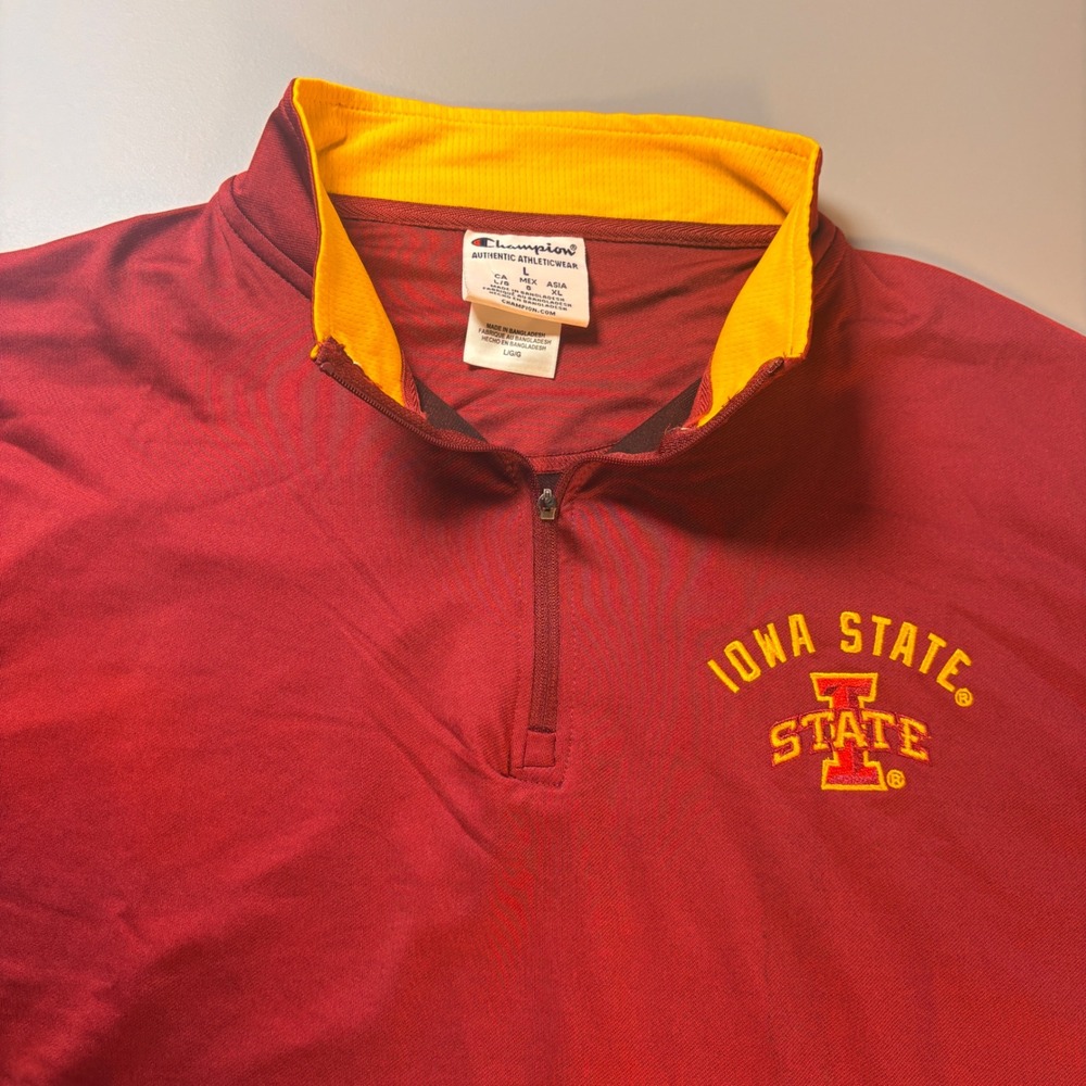 Champion Iowa State Cyclones Quarter Zip Pullover Red NCAA Large Athletic